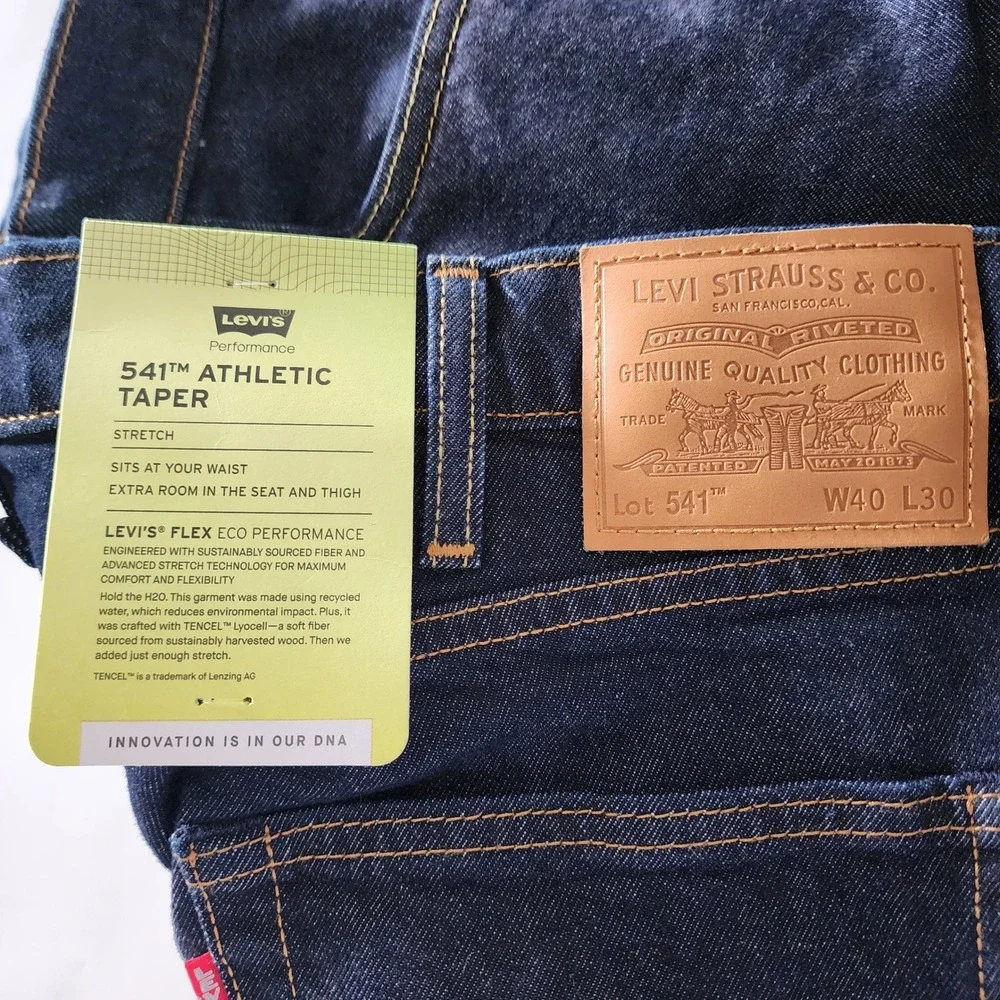 NEW Levi's 541 Athletic Taper dark wash stretch jeans‎ mens size 40x30